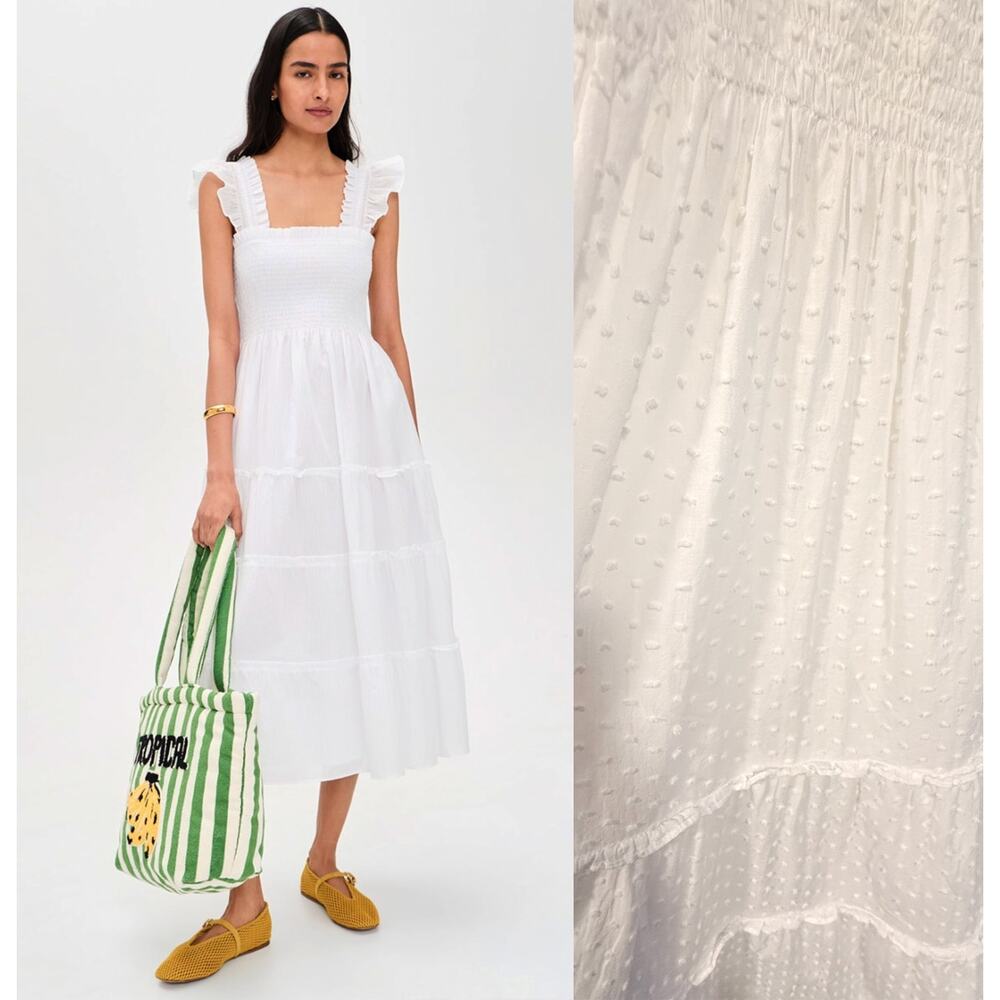 Hill House White Swiss Dot Midi Dress